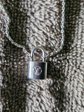 Louis Vuitton Silver-Tone Padlock Necklace
